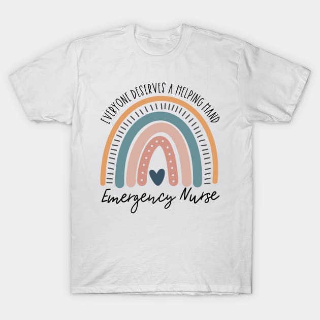 Emergency Nurse Boho Rainbow T-Shirt by IndigoPine